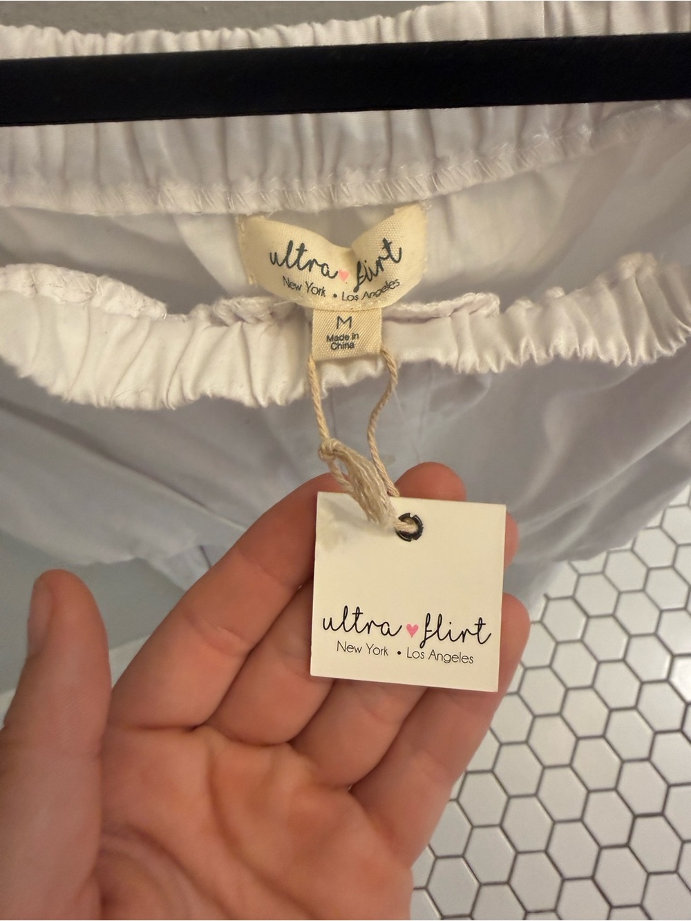 Ultra Flirt White Women's Sleepwear Top - Soft Ruffled Neckline